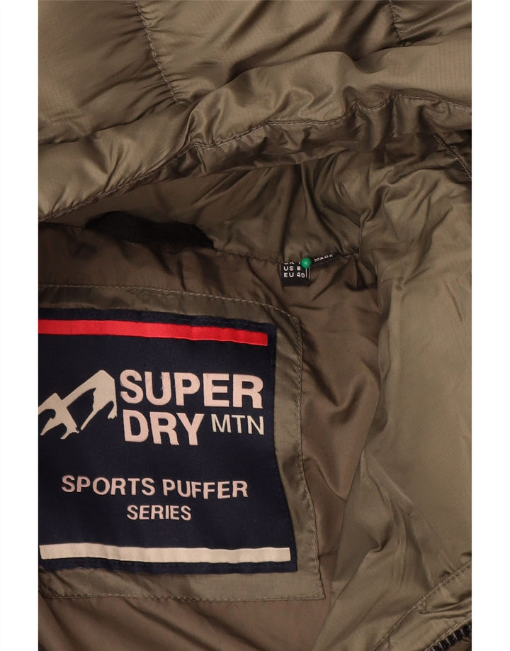 SUPERDRY Jachetă căptușită cu glugă pentru femei UK 12 Medium Khaki Nylon