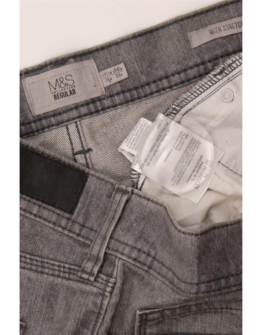 Blugi drepți obișnuiți pentru femei Marks & Spencer W36 L33 bumbac gri