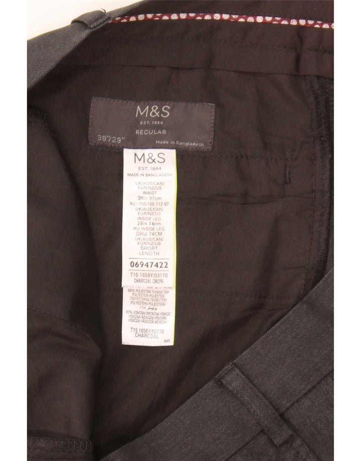 Pantaloni de costum pentru bărbați Marks & Spencer, cu ajustare normală, L38 L29, poliester gri