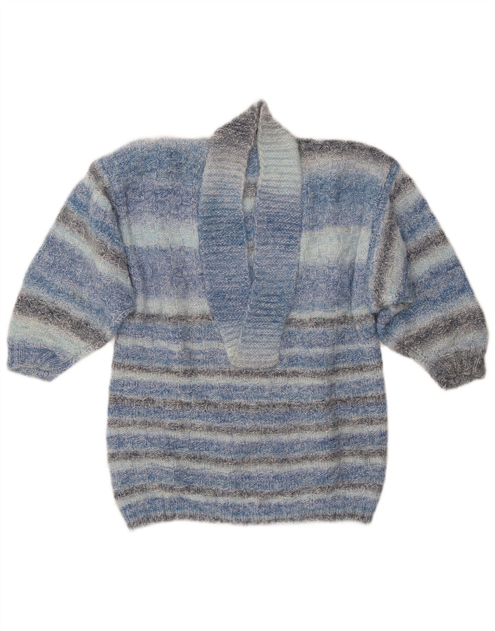 VINTAGE Pulover cu gât șal pentru femei UK 14 Medium Blue Dunge