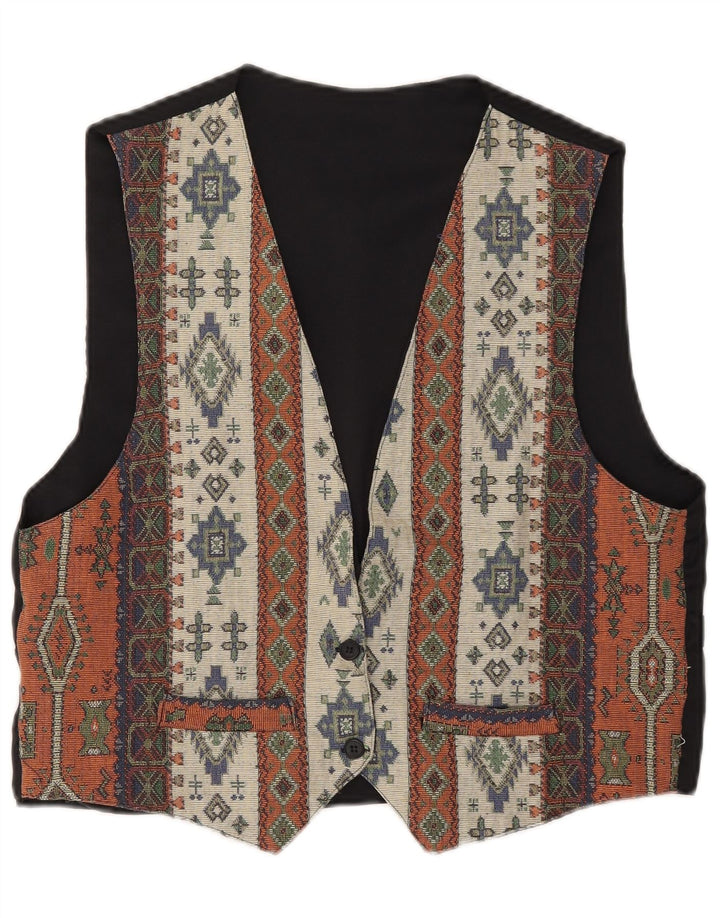 Vestă vintage pentru femei UK 14 Medium Black Geometric