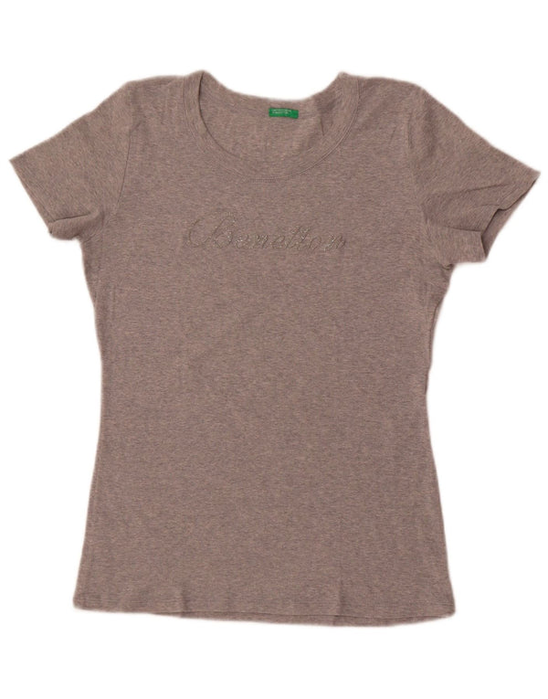 Tricou grafic Benetton pentru femei Top UK 14 Large Grey Flecked