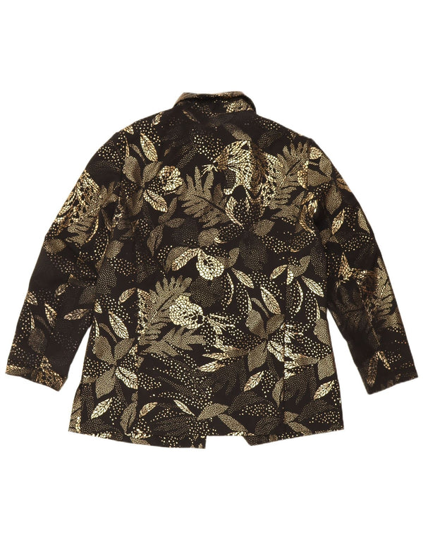 Bluză de cămașă vintage pentru femei UK 16, mare, neagră, florală