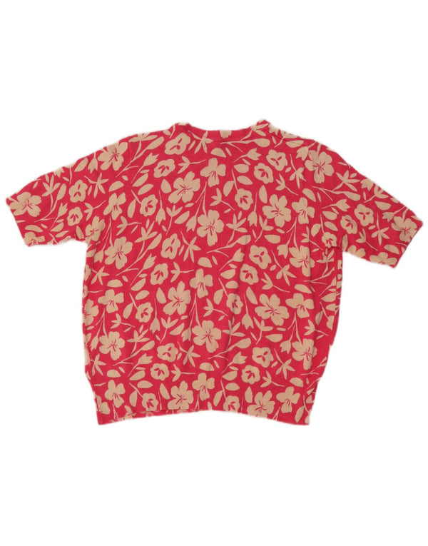 Pulover pentru femei Marks & Spencer, cu gât de barcă, UK 14, mare, roz, floral