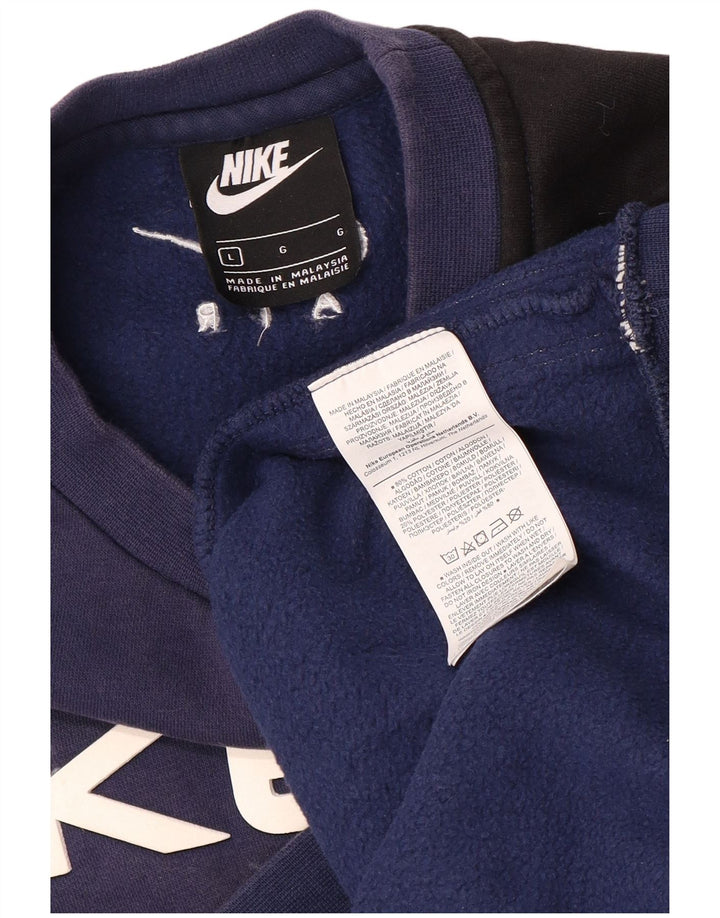Hanorac grafic pentru bărbați Nike Pulover mare, albastru bleumarin, bumbac color bloc