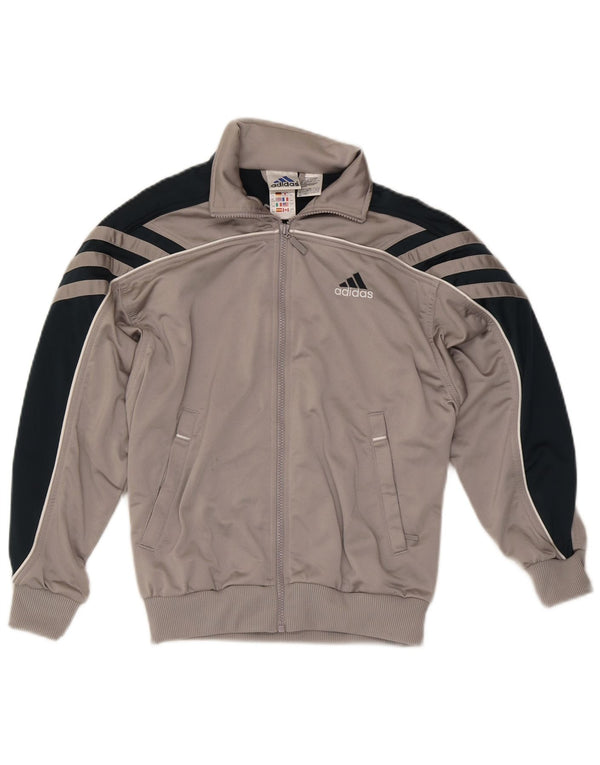 Jachetă de top pentru trening cu grafică Adidas pentru băieți 13-14 ani, gri Colorblock