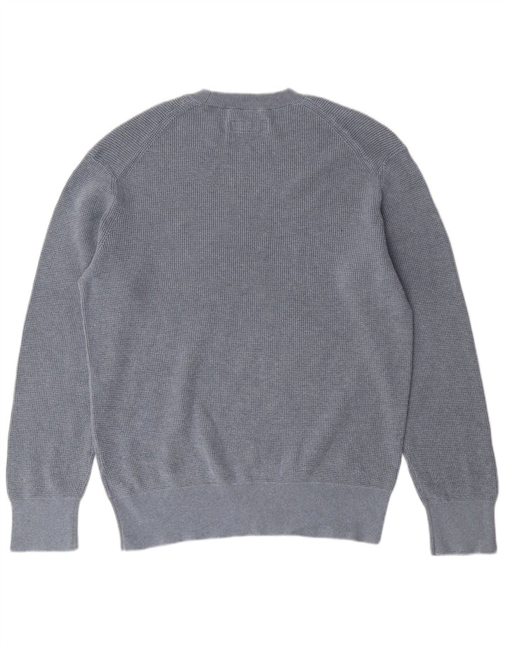 ALL SAINTS Pulover pentru bărbați cu gât crew, bumbac albastru mediu