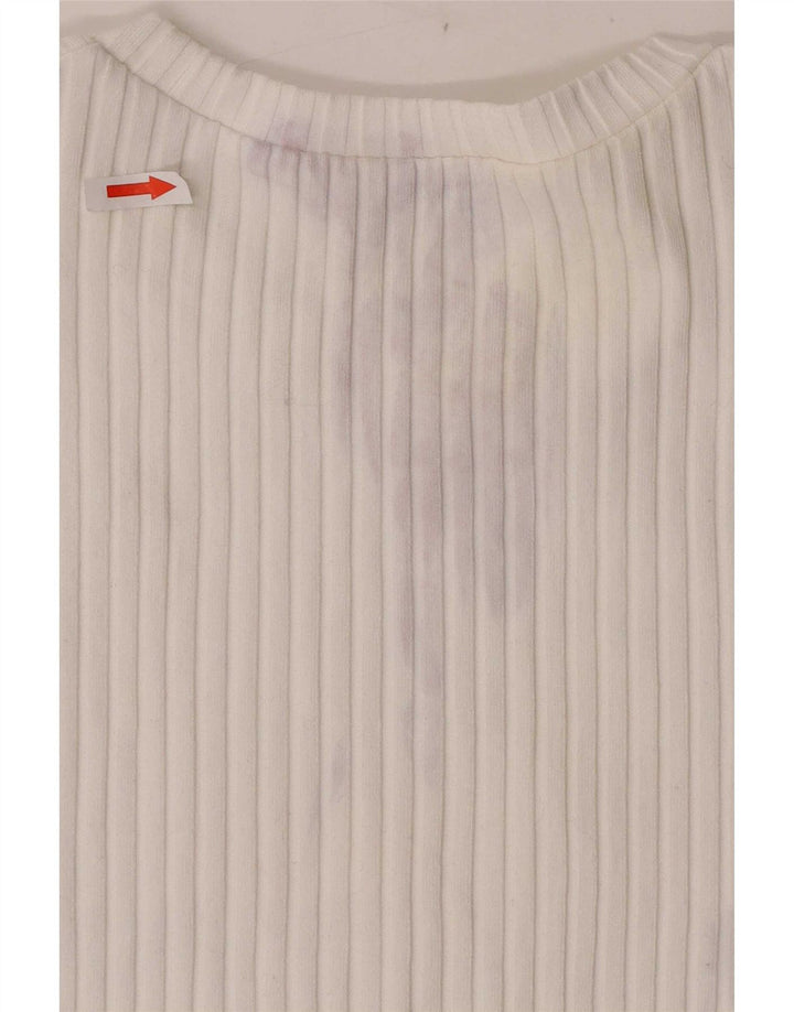 Tricou Crop pentru femei Zara UK 12 Poliester alb mediu