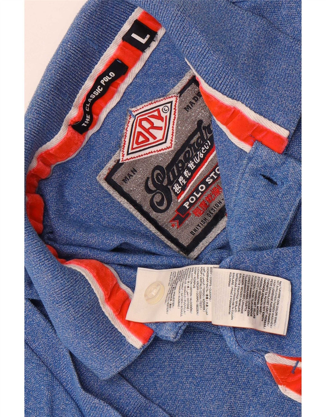 Tricou polo pentru bărbați Superdry, mare, albastru, bumbac, clasic