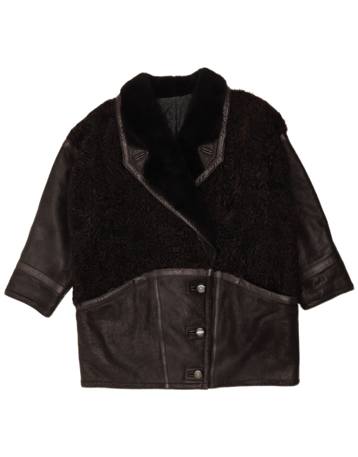 Palton supradimensionat vintage pentru femei IT 46 mare negru colorblock