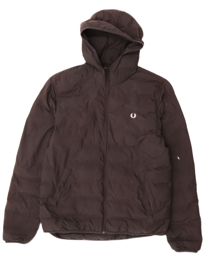 Jachetă căptușită cu glugă pentru bărbați Fred Perry UK 40 Poliester negru mare