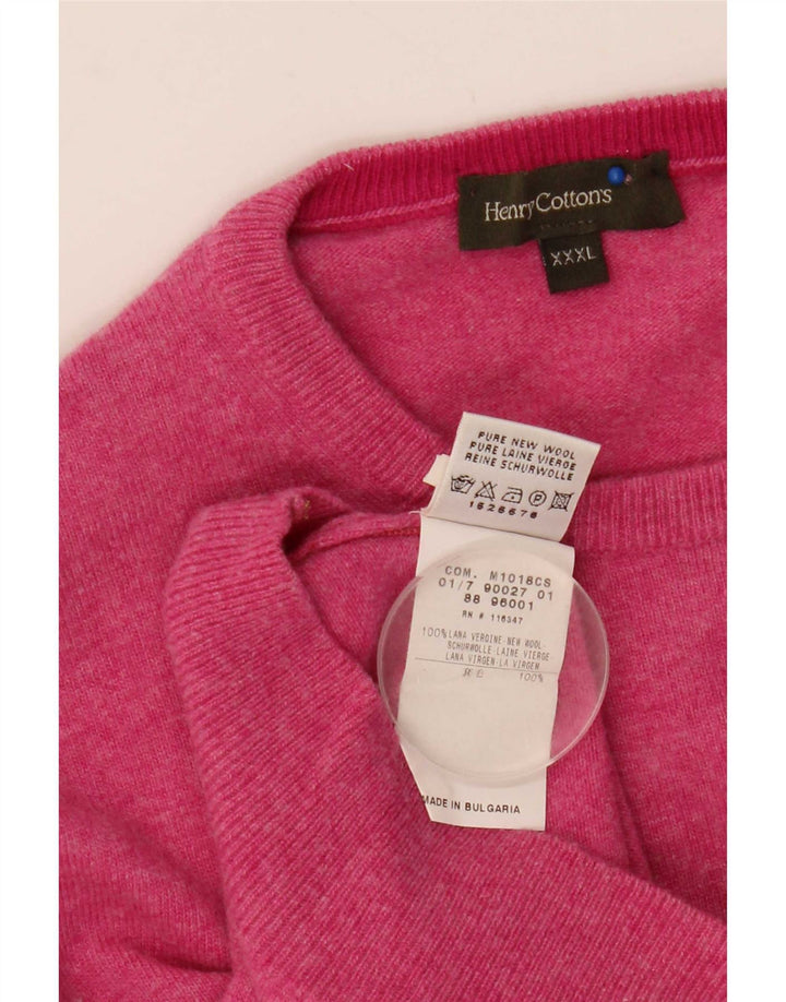 Pulover pentru bărbați Henry Cottons cu gât roșu, 3XL, lână roz