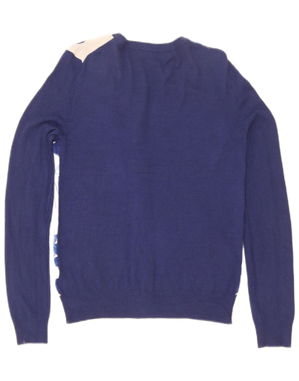Pulover cardigan pentru femei Marks & Spencer UK 8 mic, albastru marin, viscoză florală
