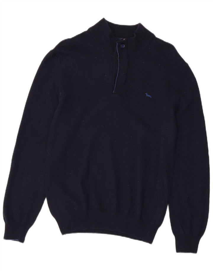 Pulover pentru femei Harmont & Blaine, cu fermoar, cu gât, UK 12, lână medie, bleumarin