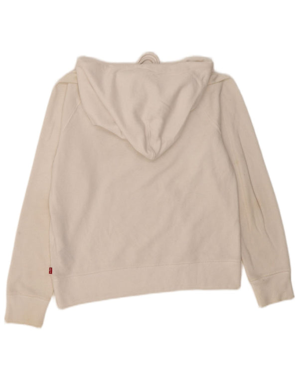 Levi's Womens Graphic Oversized Hoodie Jumper UK 10 Small White Cotton