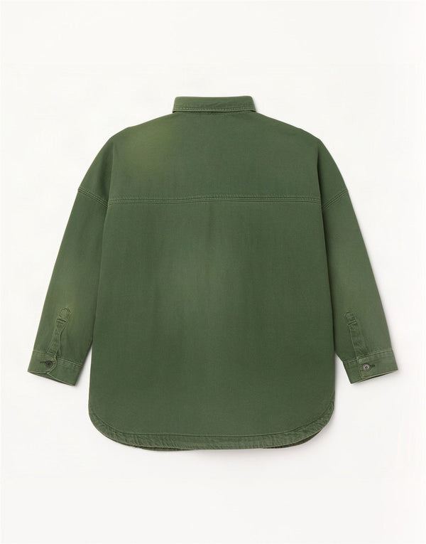 Rochie cămașă denim supradimensionată pentru femei Zara UK 10 Bumbac verde mic