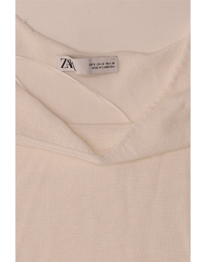 Top cu tricot din tricot pentru femei Zara UK 8 Small White Viscose