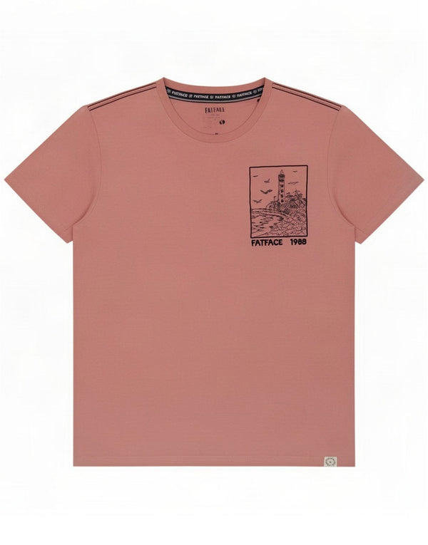 Fat Face Mens Graphic T-Shirt Top Medium Pink Cotton