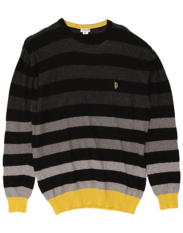 U.S. Polo Assn. Pulover pentru bărbați cu gât crew, 2XL, cu dungi multicolore