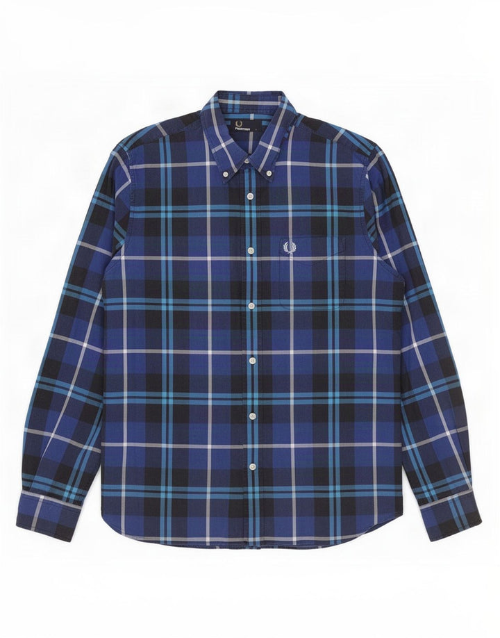 Cămașă pentru bărbați Fred Perry, mare, albastru, din bumbac