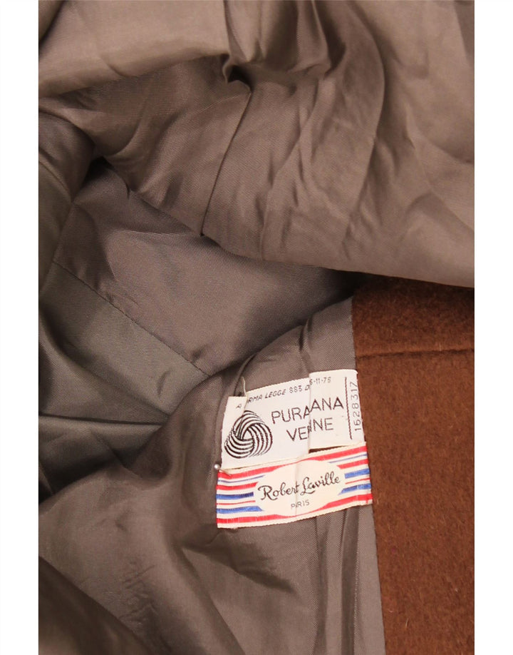 Pardesiu vintage pentru femei UK 14 maro mediu lână virgină