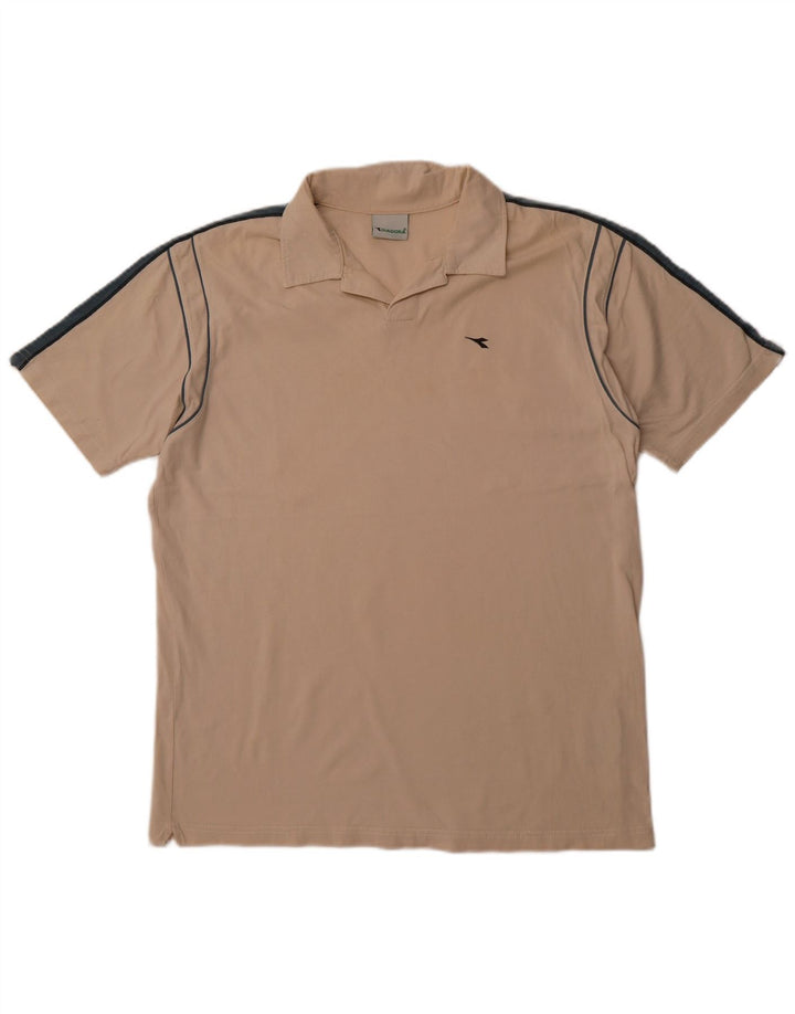 Tricou polo pentru bărbați DIADORA, mare, bej, color block, bumbac