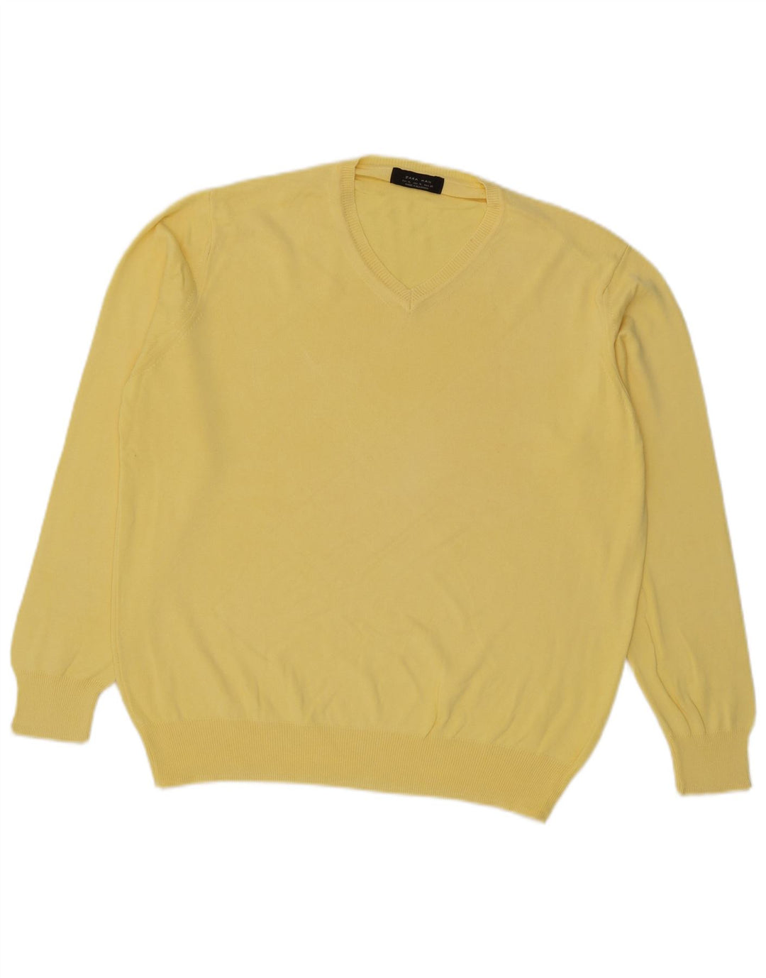 Pulover pentru bărbați Zara, cu decolteu în V, XL, galben