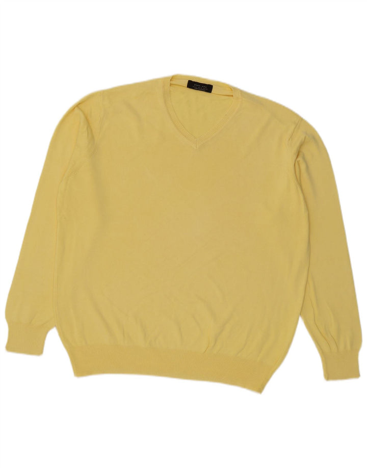 Pulover pentru bărbați Zara, cu decolteu în V, XL, galben