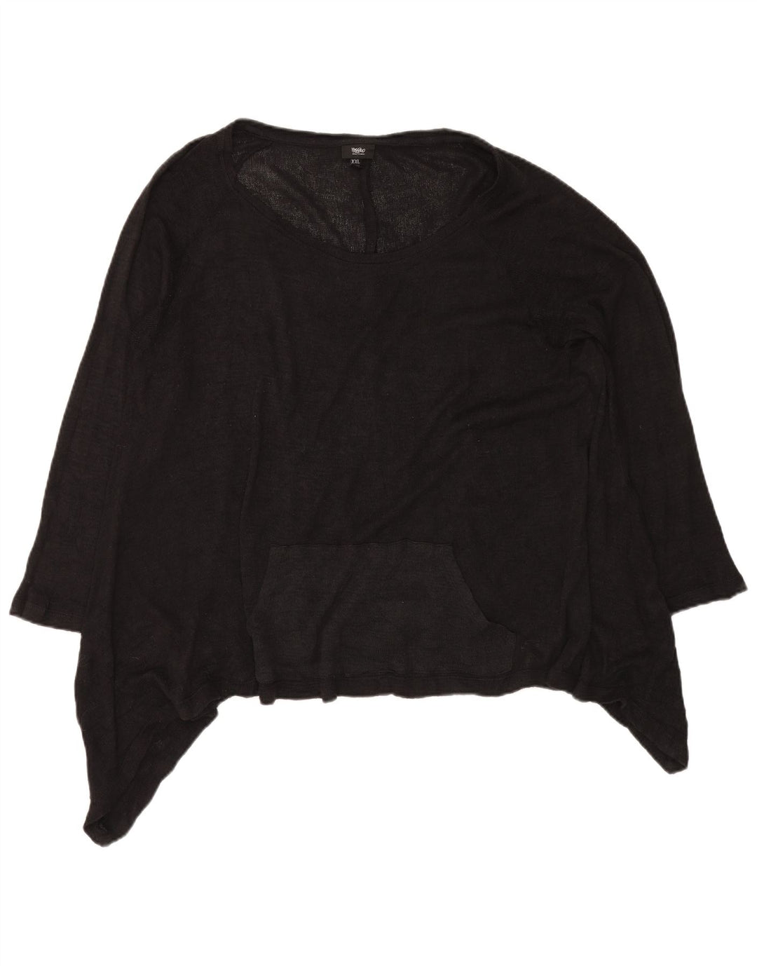 Massimo Dutti Top cu tunică asimetrică transparentă pentru femei UK 20 2XL Rayon negru