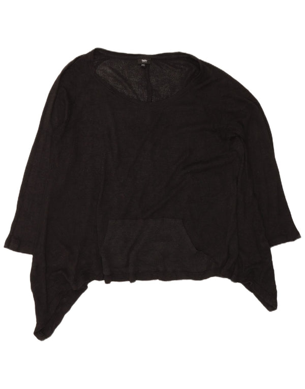 Massimo Dutti Top cu tunică asimetrică transparentă pentru femei UK 20 2XL Rayon negru