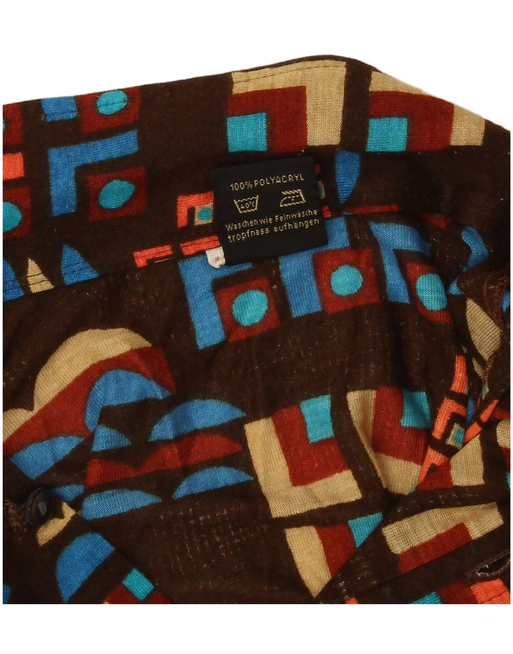 Cămașă Vintage Băieți 11-12 Ani Maro Geometric Poliacrilic