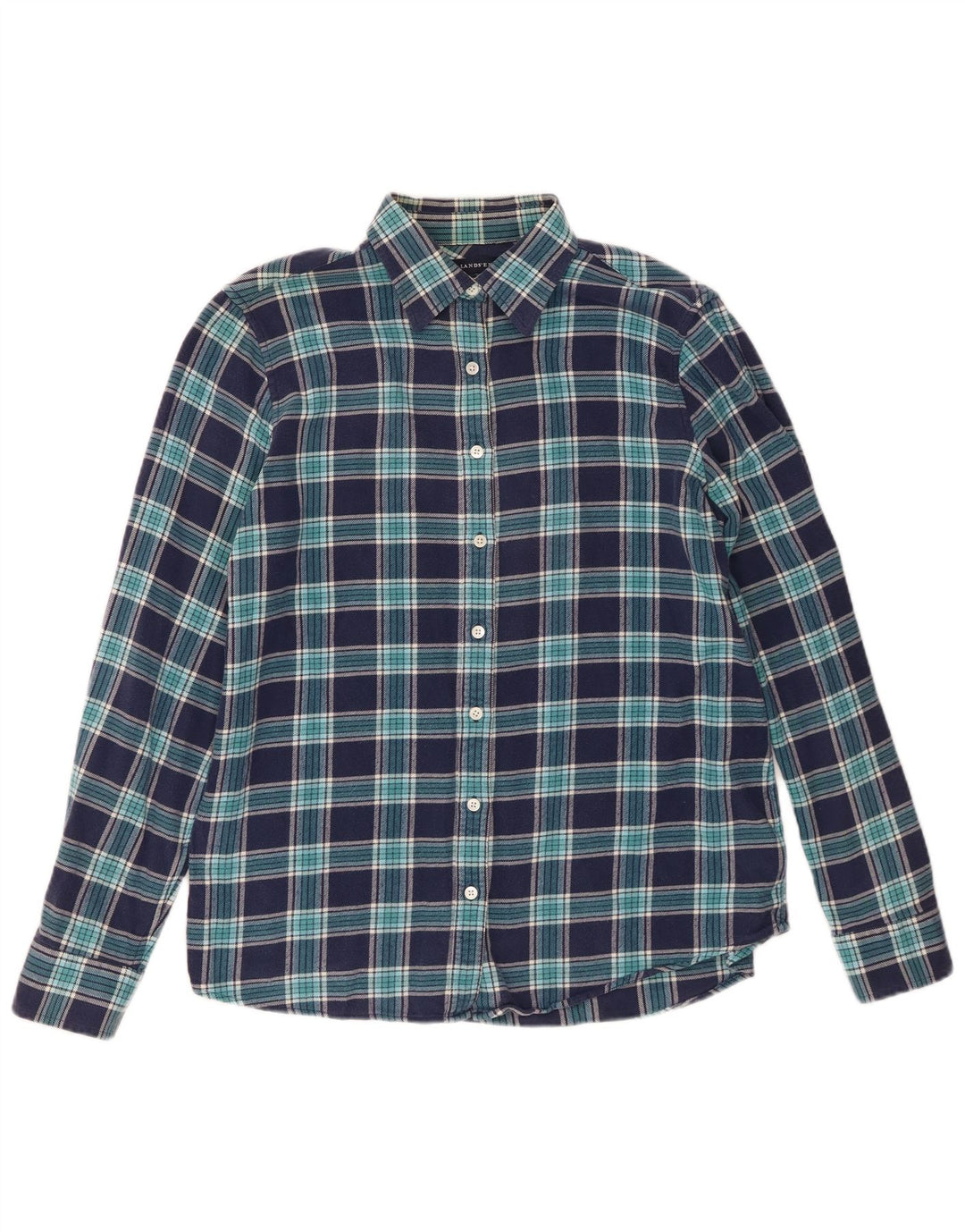 Cămașă de flanel pentru femei Lands End UK 14 Medium Bluemarin Check Bumbac