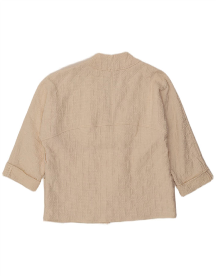 Jachetă ZARA pentru femei, supradimensionată, cu mâneci 3/4, blazer deschis, UK 14, mediu alb