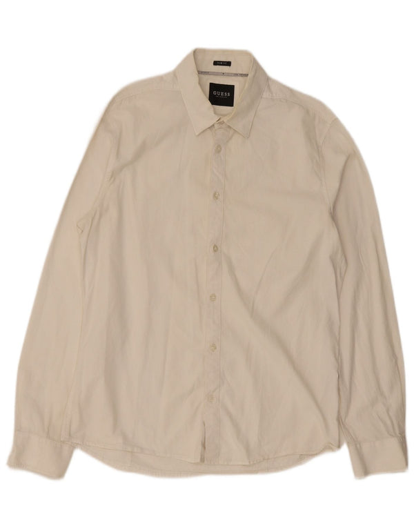 Cămașă pentru bărbați Guess Slim Fit, mare, albă