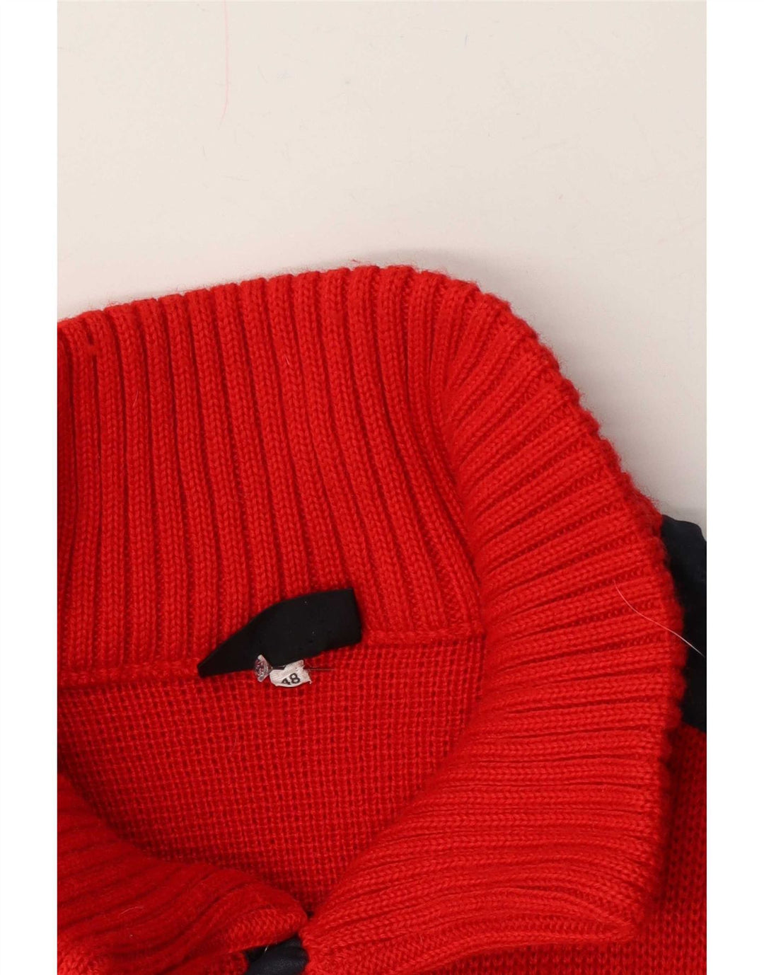 Pulover Vintage pentru bărbați cu gât cu nasturi IT 48 Medium Red Colorblock