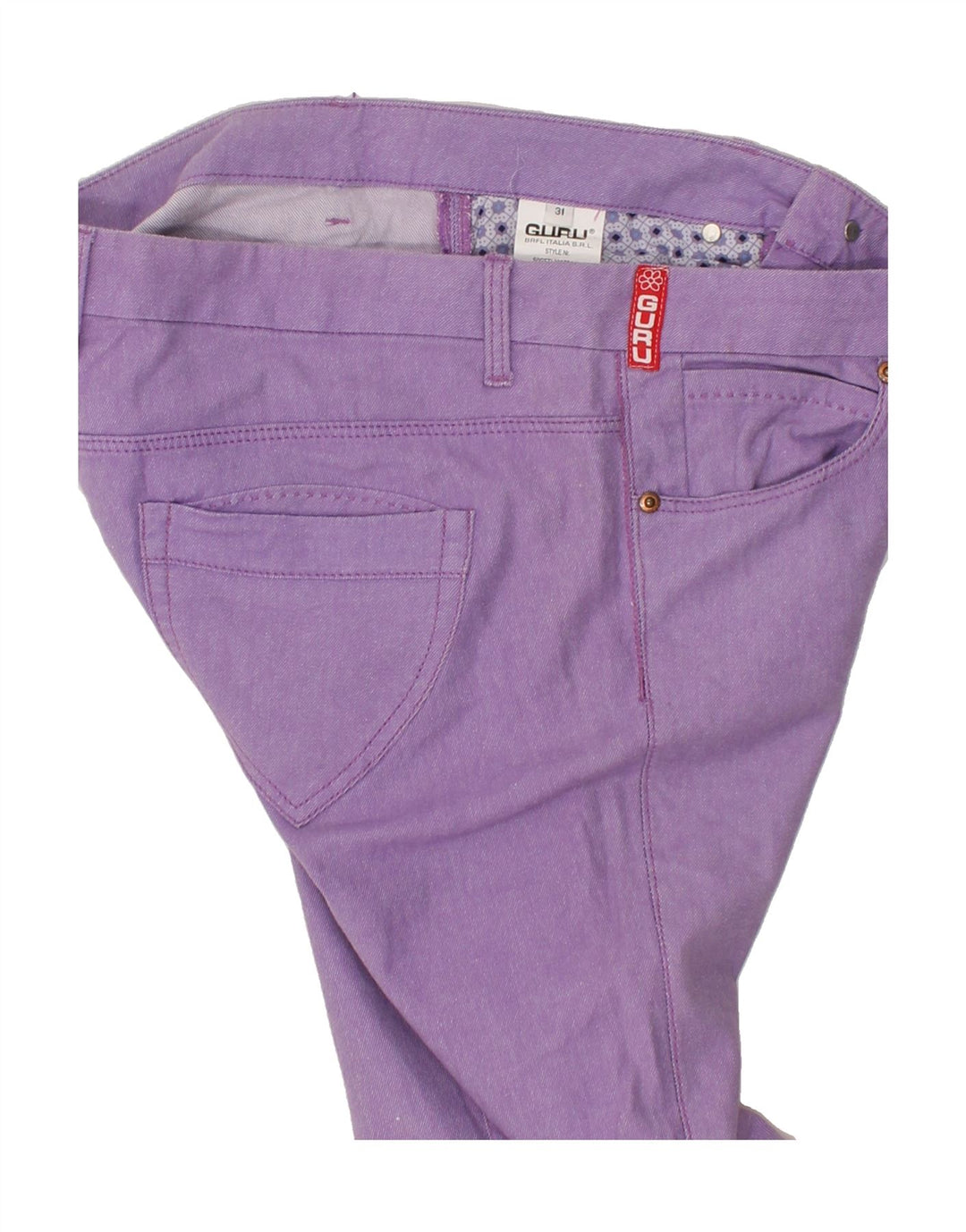 GURU Womens Slim Jeans W31 L29 Purple Cotton Vintage Guru and Second-Hand Guru from Messina Hembry 