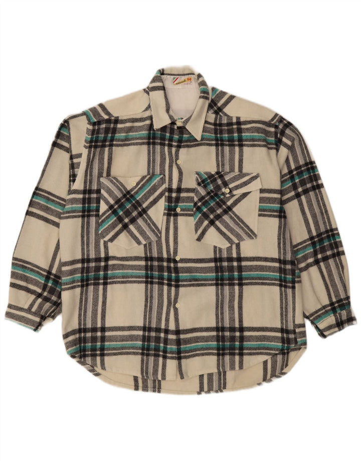 Cămașă de flanel Lumberjack Mazzonetto pentru bărbați, lână cu carouri albe