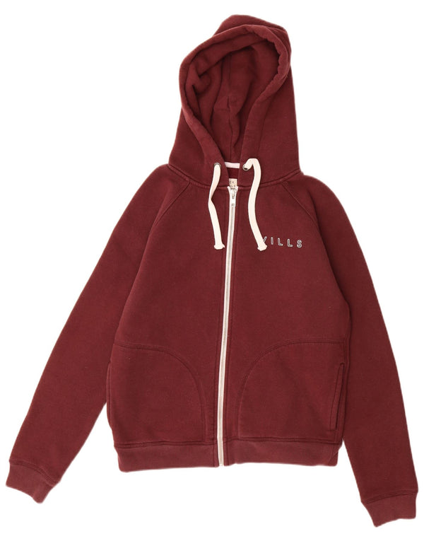 Pulover Jack Wills pentru femei cu fermoar, UK 8, bumbac burgundy mic
