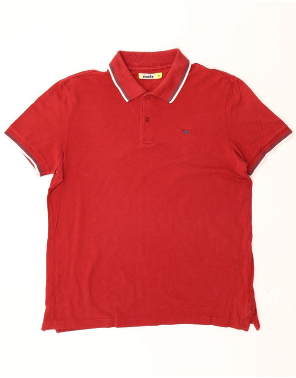 Diadora Mens Polo Shirt XL Red Cotton