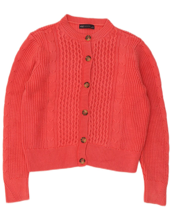 Pulover pentru femei Marks & Spencer Crop Cardigan UK 12, bumbac roz mediu
