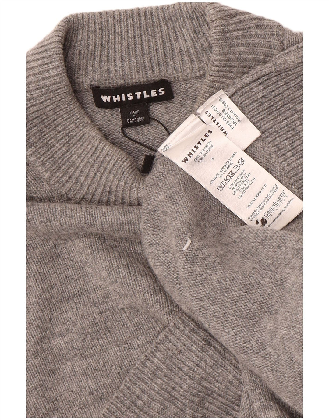 Whistles Pulover oversized cu gât țestoasă pentru femei UK 10 Mic Lână gri