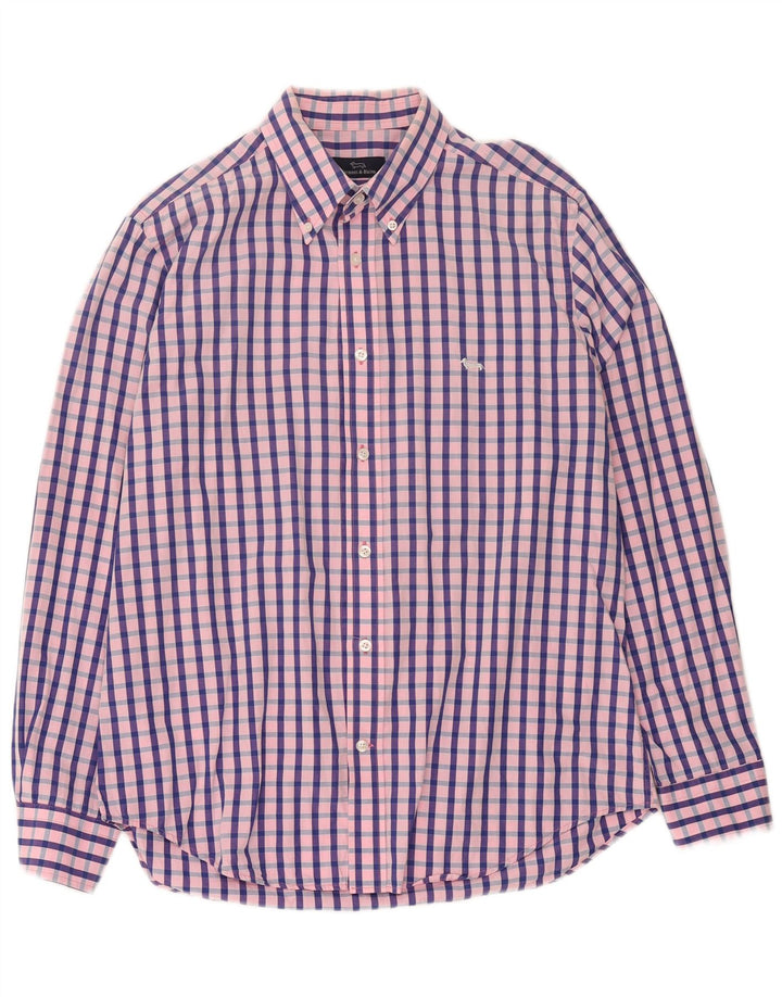 Cămașă pentru bărbați Harmont & Blaine XL, bumbac vichy roz