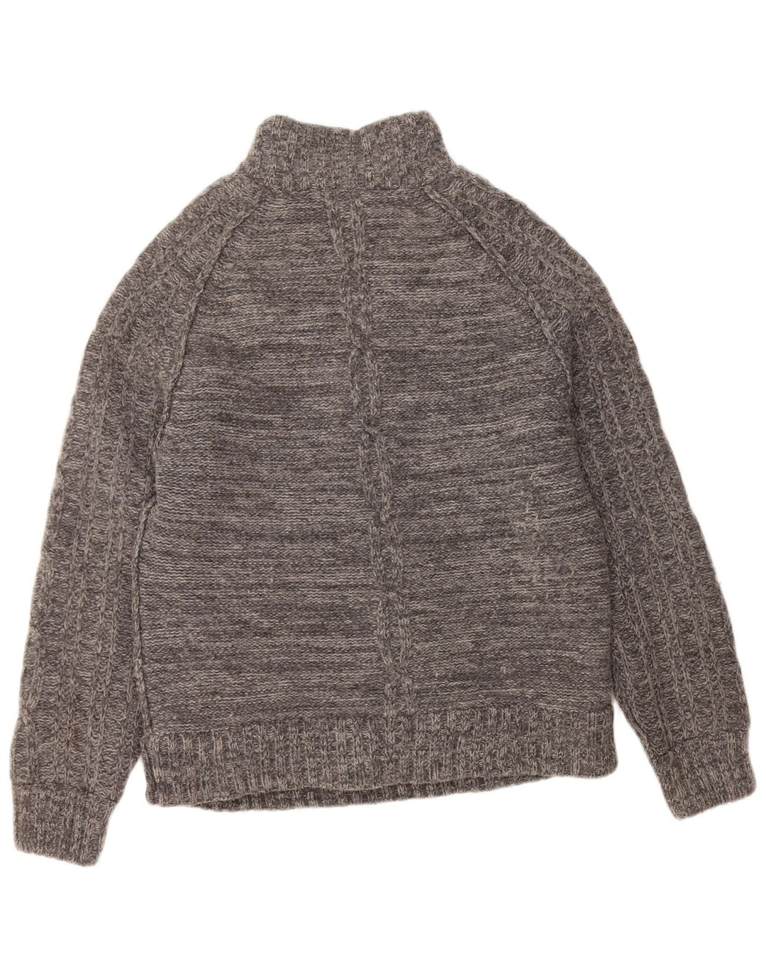 FAT FACE Pulover pentru bărbați cu fermoar și gât, lână de miel mare, gri