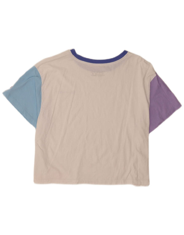 Tricou cu grafic crop Champion pentru femei Top UK 20 2XL Bumbac color bloc alb