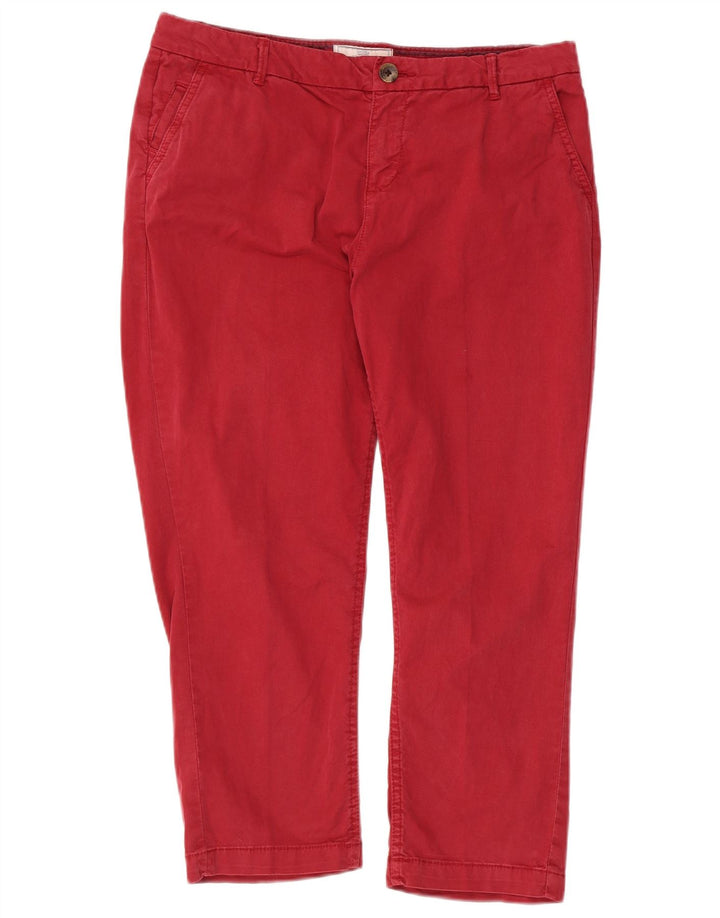 FAT FACE Pantaloni capri drepti pentru femei UK 12 Medium L34 L23 Bumbac roșu