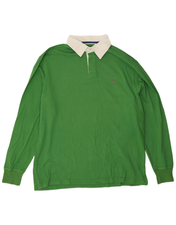 Tricou polo rugby pentru bărbați cu mânecă lungă, bumbac verde 2XL