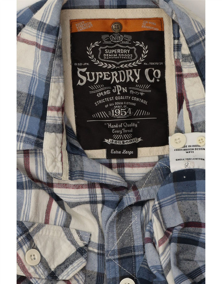 Cămașă de flanel pentru bărbați SUPERDRY, bumbac carouri albastru XL