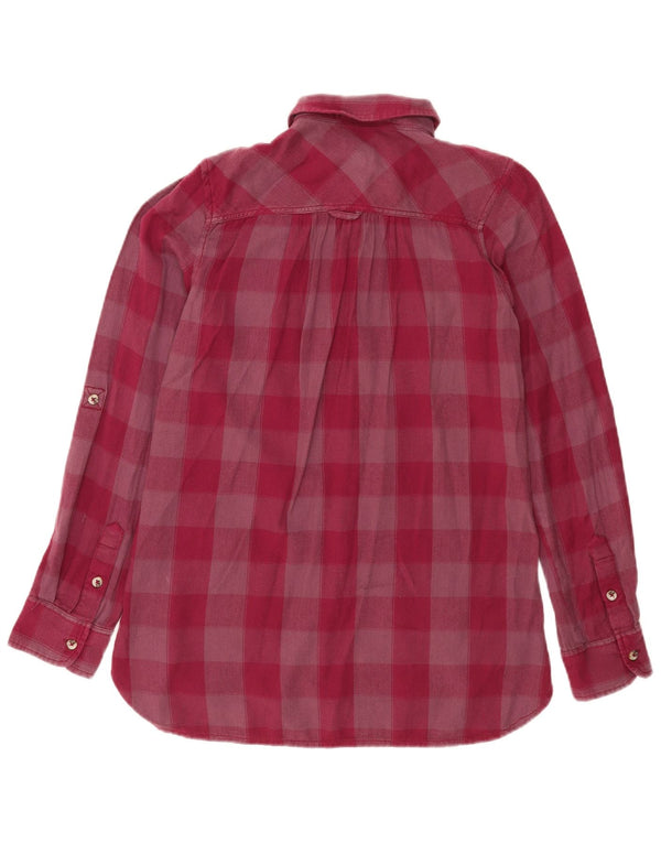 Cămașă de flanel pentru femei Fat Face UK 8 mic burgundy Gingham Bumbac