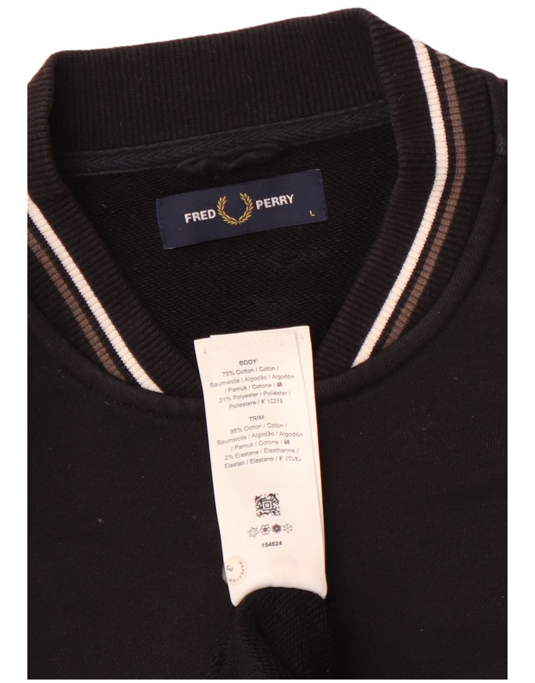 FRED PERRY Trening pentru bărbați Jachetă mare din bumbac negru
