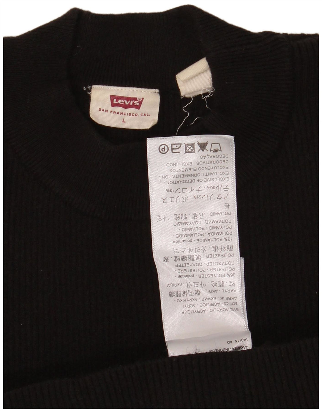 Pulover Levi's Crew Deck Jumper pentru femei UK 14 Large Black Acrylic